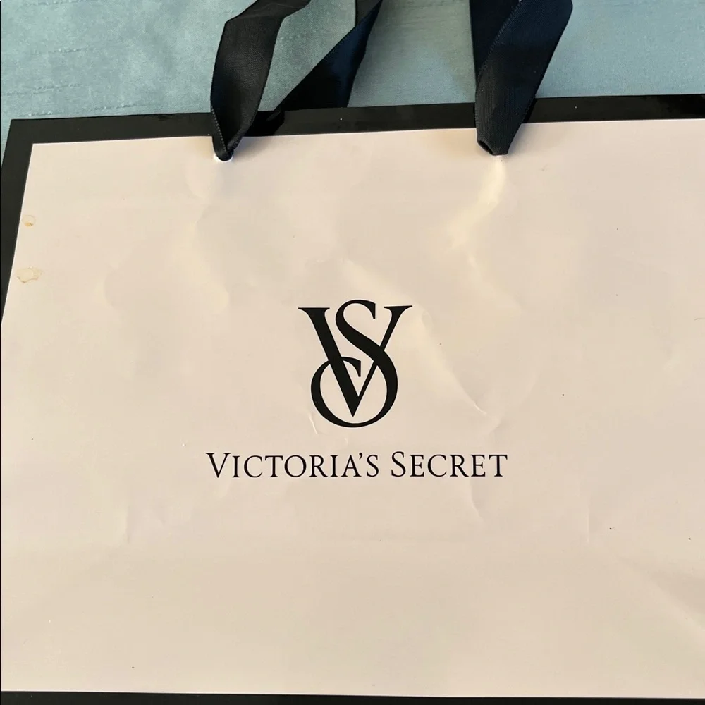 Victoria's Secret Light Pink and Black Small Shopping Bag
